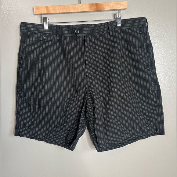 Banana Republic Factory linen blend stripe shorts size 38 black preppy travel - Picture 3 of 8
